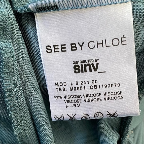 See By Chloe Blue Ruffle One Shoulder Dress Size 8 - Picture 12 of 13